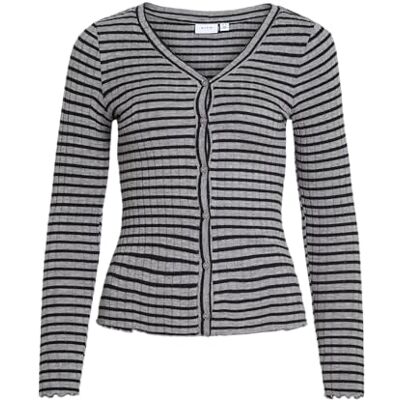 VILA Virika L/S V-hals cardigan, Medium grijs (grey melange), L VILA Virika L/S V-hals cardigan, Medium grijs (grey melange), L