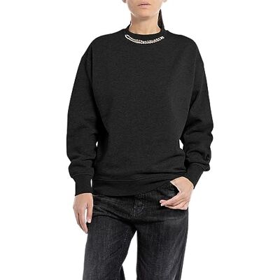 Replay Sweatshirt voor dames, regular fit, 098 Black, S Replay Sweatshirt voor dames, regular fit, 098 Black, S