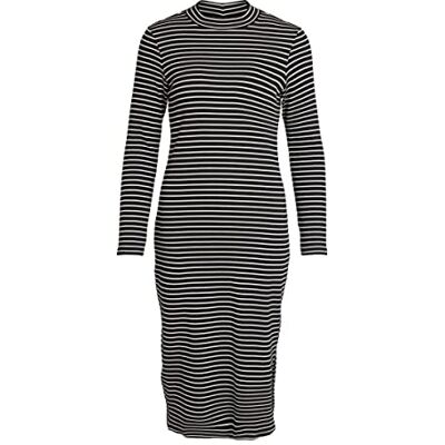 VILA Dames Vibalu Crew Neck L/S Midi Noos Jurk, zwart/strepen: opt. sneeuw, XS VILA Dames Vibalu Crew Neck L/S Midi Noos Jurk, zwart/strepen: opt. sneeuw, XS