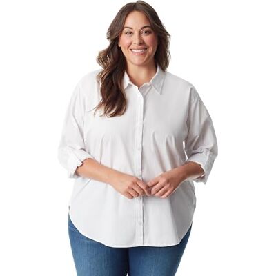 Gloria Vanderbilt Dames Amanda Versitile Button Down Shirt, Vintage Wit, 1X Gloria Vanderbilt Dames Amanda Versitile Button Down Shirt, Vintage Wit, 1X