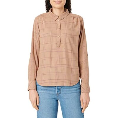 TOM TAILOR Dames Blouse met ruitpatroon 1032577, 30308 Woven Big Camel Grid Check, 34 TOM TAILOR Dames Blouse met ruitpatroon 1032577, 30308 Woven Big Camel Grid Check, 34