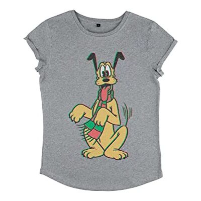Disney Mickey Classic Pluto Holiday Colors Women's Organic Rolled Sleeve T-shirt dames T-Shirt Disney Mickey Classic Pluto Holiday Colors Women's Organic Rolled Sleeve T-shirt dames T-Shirt