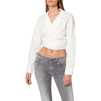 NA-KD Overlap cropped overhemd voor dames, Wit, 36 NA-KD Overlap cropped overhemd voor dames, Wit, 36