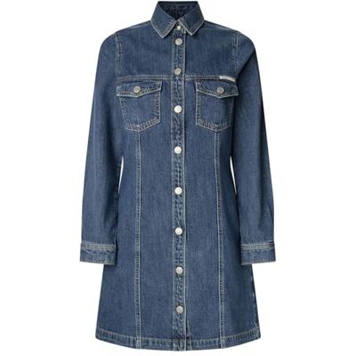 Pepe Jeans Authentieke denim jurk voor dames, blauw (denim-4C1), XL, Blauw (Denim-4c1), XL Pepe Jeans Authentieke denim jurk voor dames, blauw (denim-4C1), XL, Blauw (Denim-4c1), XL