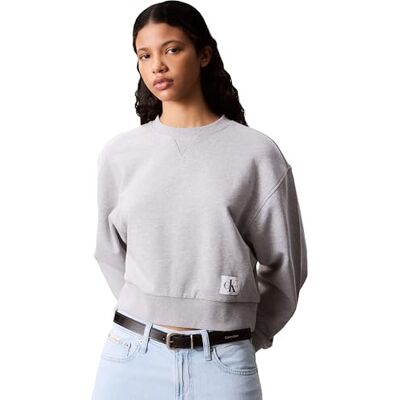Calvin Jeans Dames A CRPPD BDG LG SWT LV047C911G sweatshirts, grijs (BC06 Grey Heather), XXS, Grijs (Bc06 Grey Heather), XXS Calvin Jeans Dames A CRPPD BDG LG SWT LV047C911G sweatshirts, grijs (BC06 Grey Heather), XXS, Grijs (Bc06 Grey Heather), XXS