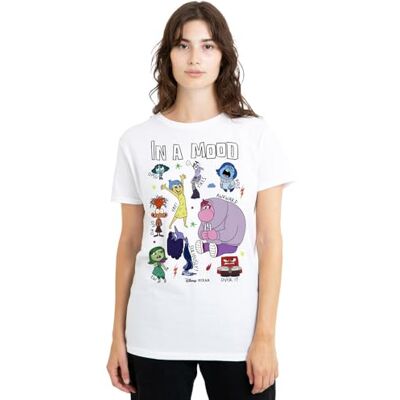 Disney Inside Out 2 In A Mood Ladies T Shirt, White dames T-Shirt Disney Inside Out 2 In A Mood Ladies T Shirt, White dames T-Shirt