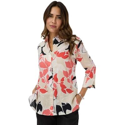 Brax Style Vicki blouse van linnen met een bloemenprint, 45 Watermeloen, 46 Brax Style Vicki blouse van linnen met een bloemenprint, 45 Watermeloen, 46