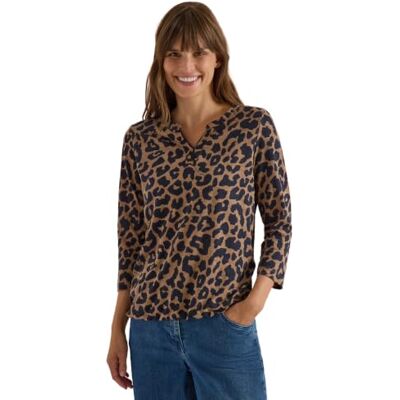 Cecil 3231329 dames Shirt met 3/4 mouwen met split hals en luipaardpatroon Cecil 3231329 dames Shirt met 3/4 mouwen met split hals en luipaardpatroon