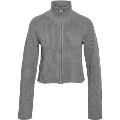 NOISY MAY Nmdara L/S Zip Knit Cardigan FWD Noos, Medium grijs (grey melange), L NOISY MAY Nmdara L/S Zip Knit Cardigan FWD Noos, Medium grijs (grey melange), L