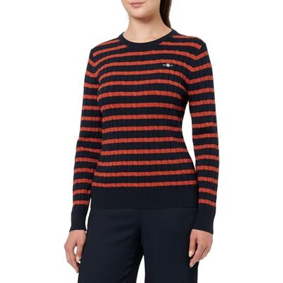 GANT Stretch Cotton Cable Stripe C-neck dames Pullover trui GANT Stretch Cotton Cable Stripe C-neck dames Pullover trui