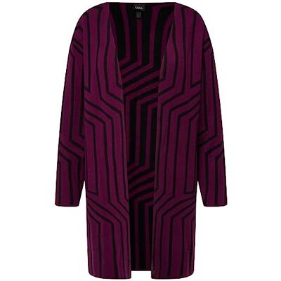 Ulla Popken Dameskleding Plus Size Curvy Grafisch Gestreept Lange Mouw Open Vorm Vest 821151, Pruim, 12-14 Ulla Popken Dameskleding Plus Size Curvy Grafisch Gestreept Lange Mouw Open Vorm Vest 821151, Pruim, 12-14