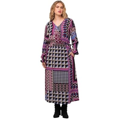 Ulla Popken Damesjurk met sjaalprint, pruim, 42/44 Grote maten Ulla Popken Damesjurk met sjaalprint, pruim, 42/44 Grote maten