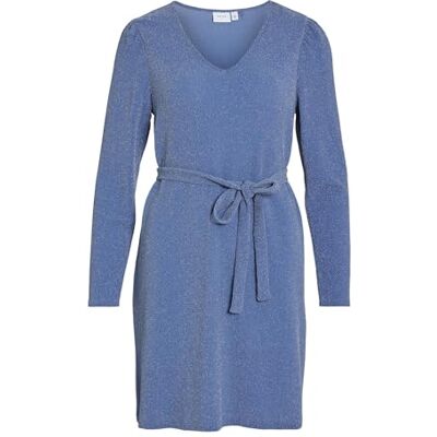 VILA Vieleina V-hals L/S Dress/Bf, Bijou Blue., S VILA Vieleina V-hals L/S Dress/Bf, Bijou Blue., S