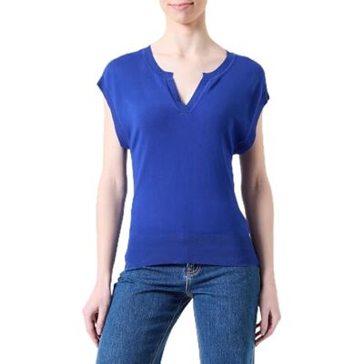 Caroll Dames PULL-241K-MELINE/blauw Faience/S, Blauw, S Caroll Dames PULL-241K-MELINE/blauw Faience/S, Blauw, S