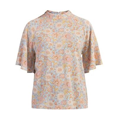 IRIDIA Damesblouse met korte mouwen, Blauw meerkleurig., L IRIDIA Damesblouse met korte mouwen, Blauw meerkleurig., L