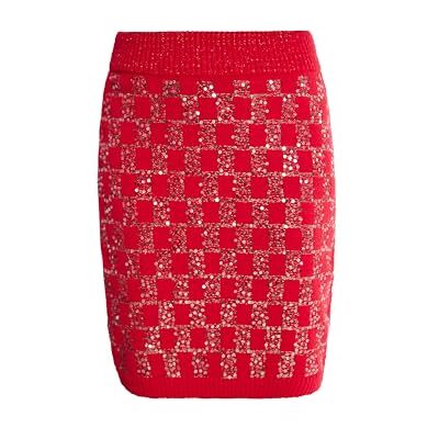 NAEMI Gebreide minirok voor dames, rood, XS-S NAEMI Gebreide minirok voor dames, rood, XS-S