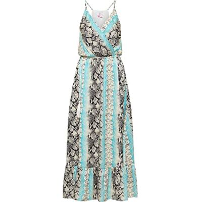 SIDONA Dames maxi-jurk met slangenprint 19323116-SI01, BLAUW Veelkleurig, L, Maxi-jurk met slangenprint, L SIDONA Dames maxi-jurk met slangenprint 19323116-SI01, BLAUW Veelkleurig, L, Maxi-jurk met slangenprint, L