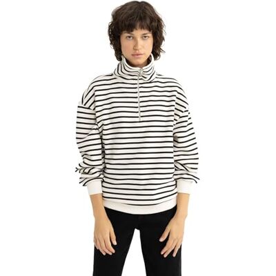 DeFacto Gebreid sweatshirt voor dames, beige, XXL DeFacto Gebreid sweatshirt voor dames, beige, XXL