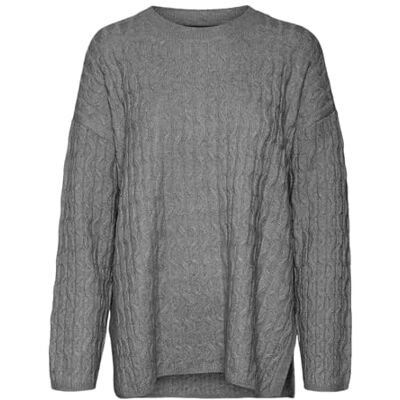 VERO MODA VMELYA LS O-Neck Long Pullover GA Boo, Medium grijs (grey melange), XS VERO MODA VMELYA LS O-Neck Long Pullover GA Boo, Medium grijs (grey melange), XS