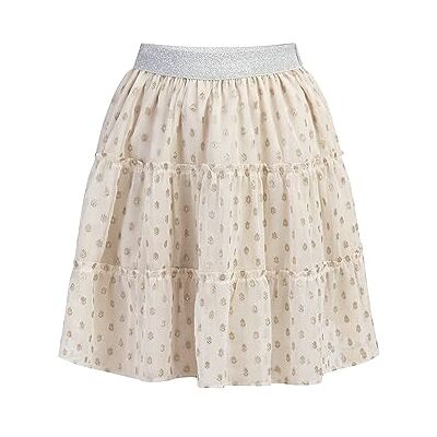 TEIMA Minirok voor dames, Wolwit met gouden stippen, S TEIMA Minirok voor dames, Wolwit met gouden stippen, S