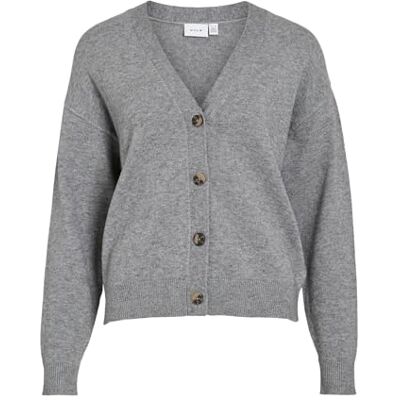 VILA Viril V-hals gebreide cardigan Noos, Medium grijs (grey melange), XL VILA Viril V-hals gebreide cardigan Noos, Medium grijs (grey melange), XL