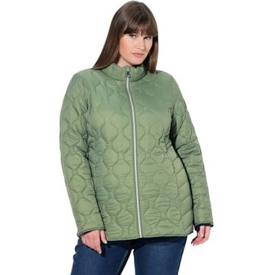 Ulla Popken Hyprar lichte gewatteerde jas voor dames, contrasterende voering, waterafstotende jas, lichtkaki, 58 Ulla Popken Hyprar lichte gewatteerde jas voor dames, contrasterende voering, waterafstotende jas, lichtkaki, 58