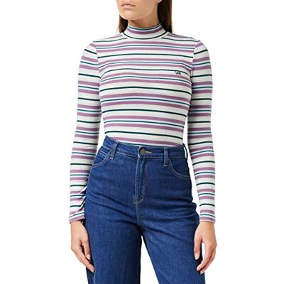 Lee Dames Geribbeld LS High Neck Shirt, Ecru, Small Lee Dames Geribbeld LS High Neck Shirt, Ecru, Small