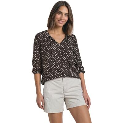 Street One Damesblouse 3413519 3/4 mouwen met split hals en bandjes, Black Coffee, 40 Street One Damesblouse 3413519 3/4 mouwen met split hals en bandjes, Black Coffee, 40