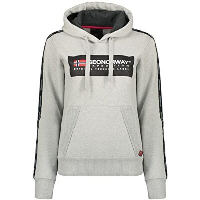 Geographical Norway Gathlete Lady Damessweatshirt met capuchon en kangoeroezakken sweatshirt voor dames, casual, lange mouwen, warm, Lichtgrijs, M Geographical Norway Gathlete Lady Damessweatshirt met capuchon en kangoeroezakken sweatshirt voor dames, casual, lange mouwen, warm, Lichtgrijs, M