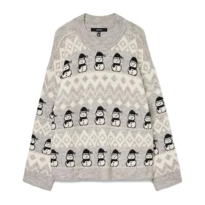 VERO MODA Vmfrostsnowman Ls O-Neck Pullover Xmas, lichtgrijs gem., L VERO MODA Vmfrostsnowman Ls O-Neck Pullover Xmas, lichtgrijs gem., L