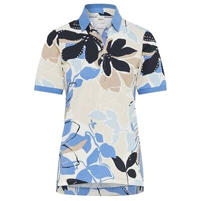 Brax Style Cleo poloshirt in piqué-kwaliteit met een bloemenprint, 24 Sapphire Blue, 44 Brax Style Cleo poloshirt in piqué-kwaliteit met een bloemenprint, 24 Sapphire Blue, 44