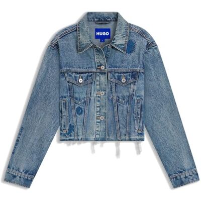 HUGO Dames Anouk_Cropped_b Jeans_Jacket_L, blauw, S HUGO Dames Anouk_Cropped_b Jeans_Jacket_L, blauw, S