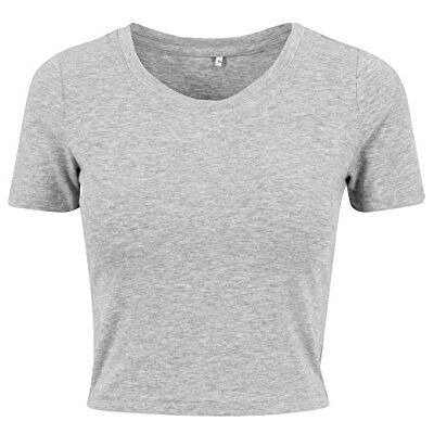 Build Your Brand Dames T-shirt Dames Cropped Tee, kort gesneden T-shirt voor vrouwen, regular fit, maten XS 5XL, grijs, L Build Your Brand Dames T-shirt Dames Cropped Tee, kort gesneden T-shirt voor vrouwen, regular fit, maten XS 5XL, grijs, L