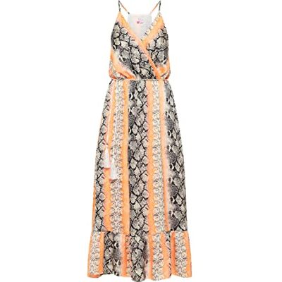 IKITA Dames maxi-jurk met slangenprint 19323116-IK01, oranje meerkleurig, S, Maxi-jurk met slangenprint, S IKITA Dames maxi-jurk met slangenprint 19323116-IK01, oranje meerkleurig, S, Maxi-jurk met slangenprint, S