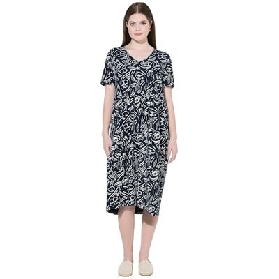 Ulla Popken gs1 data protected company 4069787000005 Damesjurk met Scribble Flower Print, marineblauw, 46-48 Ulla Popken gs1 data protected company 4069787000005 Damesjurk met Scribble Flower Print, marineblauw, 46-48