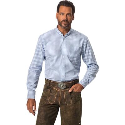 JP 1880 geruit overhemd, traditioneel kostuum, lange mouwen, mini-button-down kraag, moderne pasvorm, tot 8 XL steenblauw XXXXXXX-Large 826587720, Stenen blauw, 7XL JP 1880 geruit overhemd, traditioneel kostuum, lange mouwen, mini-button-down kraag, moderne pasvorm, tot 8 XL steenblauw XXXXXXX-Large 826587720, Stenen blauw, 7XL