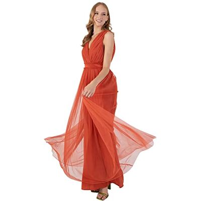 Anaya with Love Maxi-jurk voor dames, lange V-hals met stroken, faux wrap voor bruiloft, gast, bal, avondjurk, bruidsmeisje, oranje, Kaneel, 46 Anaya with Love Maxi-jurk voor dames, lange V-hals met stroken, faux wrap voor bruiloft, gast, bal, avondjurk, bruidsmeisje, oranje, Kaneel, 46