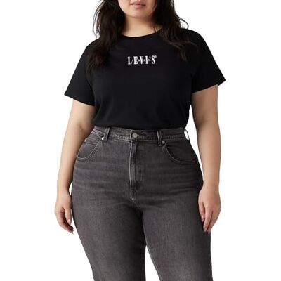 Levi's Women's Knit T-shirt, Colour Pl Serif Emb Caviar, maat XXL, Pl Serif Emb Caviar, XXL Grote maten Levi's Women's Knit T-shirt, Colour Pl Serif Emb Caviar, maat XXL, Pl Serif Emb Caviar, XXL Grote maten