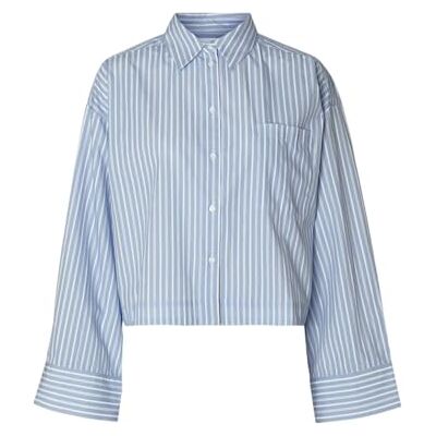 SELECTED WOMEN Slfastha Ls Cropped Boxy Shirt Noos, Cashmere Blue, 36 SELECTED WOMEN Slfastha Ls Cropped Boxy Shirt Noos, Cashmere Blue, 36