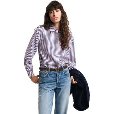 GANT Rel Gestreept Volume Sleeve Shirt dames Bloes GANT Rel Gestreept Volume Sleeve Shirt dames Bloes