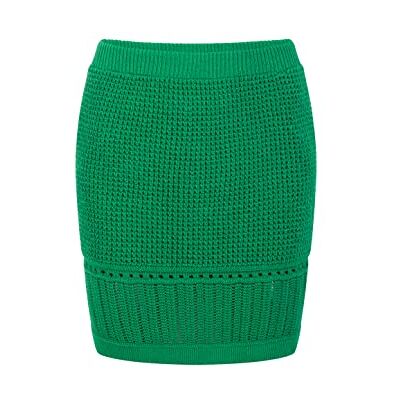 LEOMIA Gebreide minirok voor dames, bosgroen, M LEOMIA Gebreide minirok voor dames, bosgroen, M