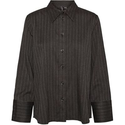 VERO MODA VMDANIA Stripe LS Shirt WVN GA, donkergrijs gemêleerd/strepen: sneeuwwit, M VERO MODA VMDANIA Stripe LS Shirt WVN GA, donkergrijs gemêleerd/strepen: sneeuwwit, M