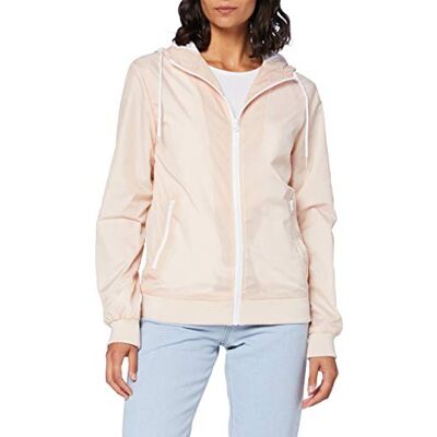 Build Your Brand Dames jas Ladies Windrunner, Basic Windbreaker voor vrouwen met capuchon verkrijgbaar in 3 kleuren, maten XS 5XL, lichtroze/wit., L Build Your Brand Dames jas Ladies Windrunner, Basic Windbreaker voor vrouwen met capuchon verkrijgbaar in 3 kleuren, maten XS 5XL, lichtroze/wit., L