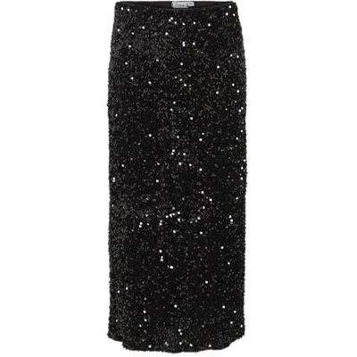 VILA Vifaith Hw Midi Sequin Skirt/Vol Rok voor dames, zwart beauty, S VILA Vifaith Hw Midi Sequin Skirt/Vol Rok voor dames, zwart beauty, S