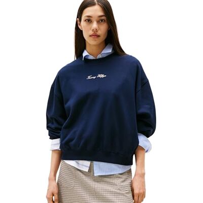 Tommy Hilfiger Dames CLASSIC SCRIPT TERRY SWEATSHIRT WW0WW48269 Pullover Sweatshirt, Blauw, XXXL, Blauw (Donker Nacht Marine), 3XL grote maten tall Tommy Hilfiger Dames CLASSIC SCRIPT TERRY SWEATSHIRT WW0WW48269 Pullover Sweatshirt, Blauw, XXXL, Blauw (Donker Nacht Marine), 3XL grote maten tall
