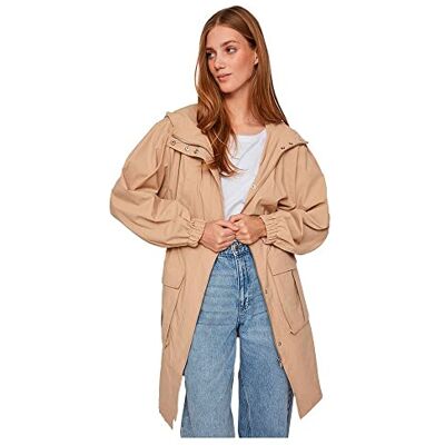 VILA Dames VISILIANA Long Jacket-NOOS Parka, Sesame 36, Sesame, 36 VILA Dames VISILIANA Long Jacket-NOOS Parka, Sesame 36, Sesame, 36