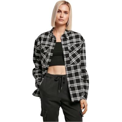 Urban Classics Oversized overhemd voor dames, zwart/wit, S Urban Classics Oversized overhemd voor dames, zwart/wit, S