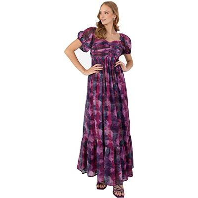 Anaya with Love Vrouwen Dames Empire Taille Maxi Jurk Bardot Korte Mouw Sweetheart Halslijn Tiered Lange Ruche Voor Bruiloft Gast, Purple, 50 Anaya with Love Vrouwen Dames Empire Taille Maxi Jurk Bardot Korte Mouw Sweetheart Halslijn Tiered Lange Ruche Voor Bruiloft Gast, Purple, 50