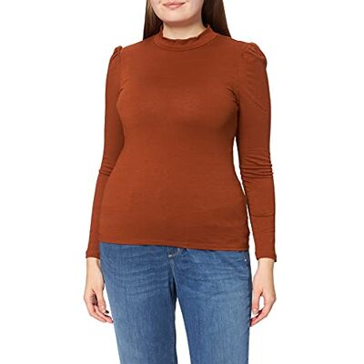 Tom Tailor Denim Dames Shirt met lange mouwen en pofmouwen 1027265, 26680 Amber Brown, XS Tom Tailor Denim Dames Shirt met lange mouwen en pofmouwen 1027265, 26680 Amber Brown, XS