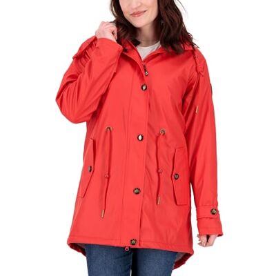 Ankerglut Friesennerz Regenjas voor dames, met capuchon, gevoerd, waterdicht, weerbestendig, windbreaker, overgangsjas met teddyfleece, rood, 36 Ankerglut Friesennerz Regenjas voor dames, met capuchon, gevoerd, waterdicht, weerbestendig, windbreaker, overgangsjas met teddyfleece, rood, 36